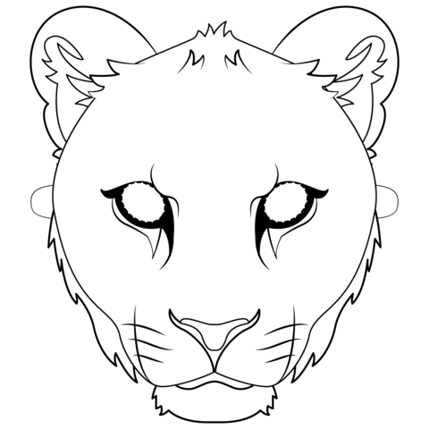 Lioness Face Mask Coloring Page